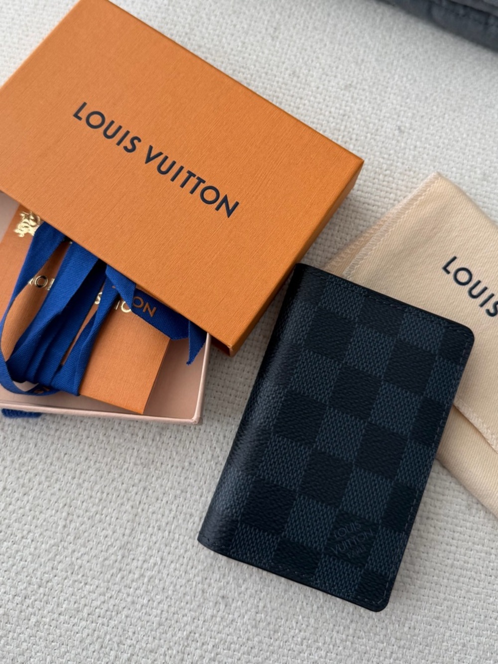 Louis Vuitton Black Damier Cobalt Canvas Pocket Organizer / Wallet / Card Holder